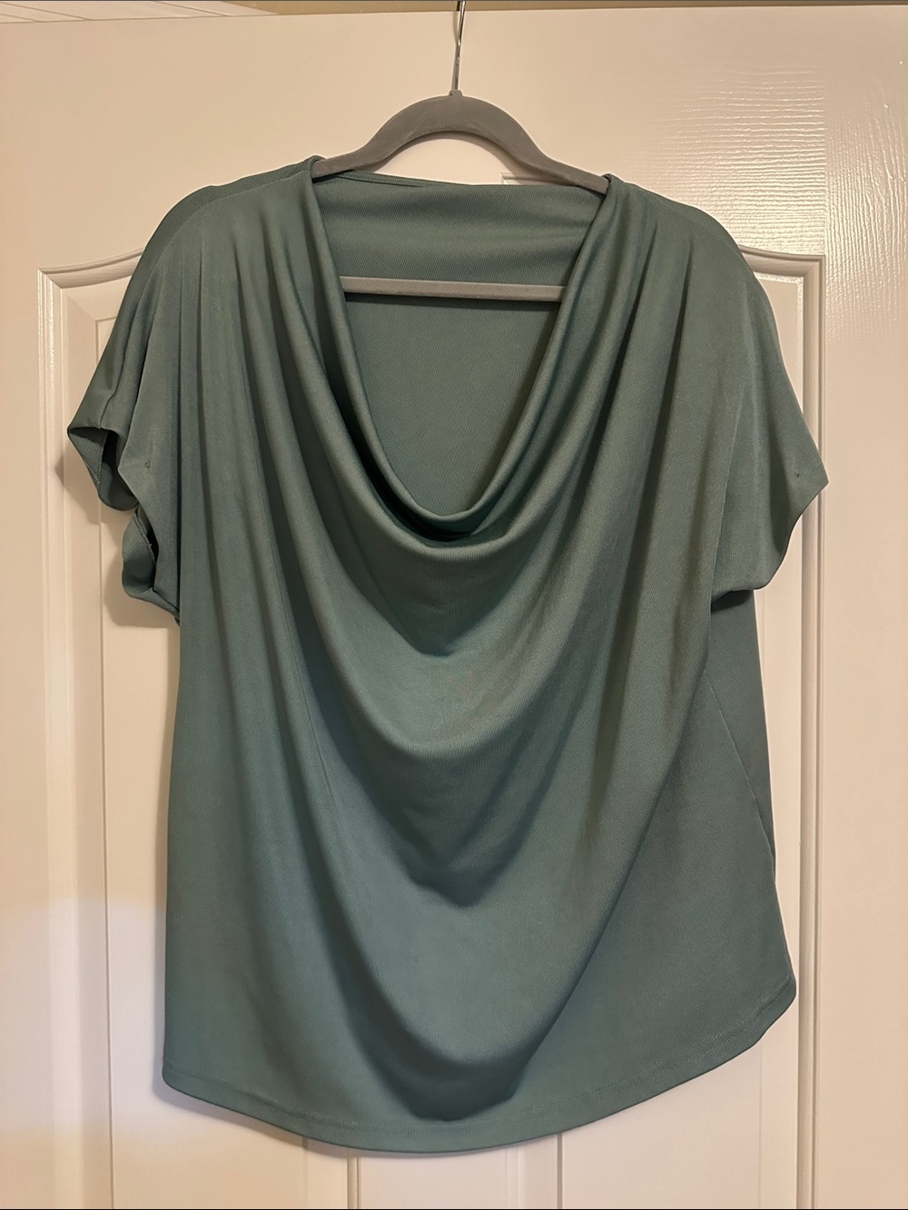 Women’s Draped Cowl Neck Top - Slate Green